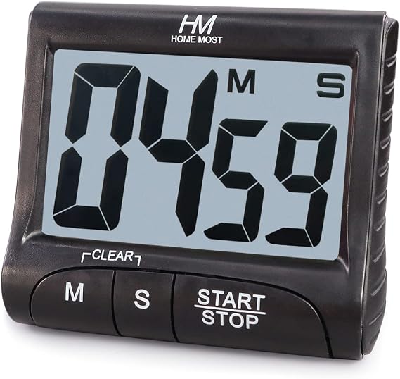 3" Large Display Kitchen Timer - Digital Timer Magnetic Back Loud Alarm On A Rope- Black Cooking Timers For Kitchen Teachers Students Games Kids Meetings -Sports Timers For Workouts Exercise