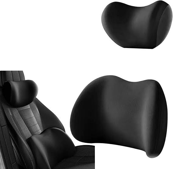Lumbar Support Pillow and Car Headrest Set, Compatible with Landwind Fenghua, Cushion Comfort Ergonomic Kit, Set 2-Black