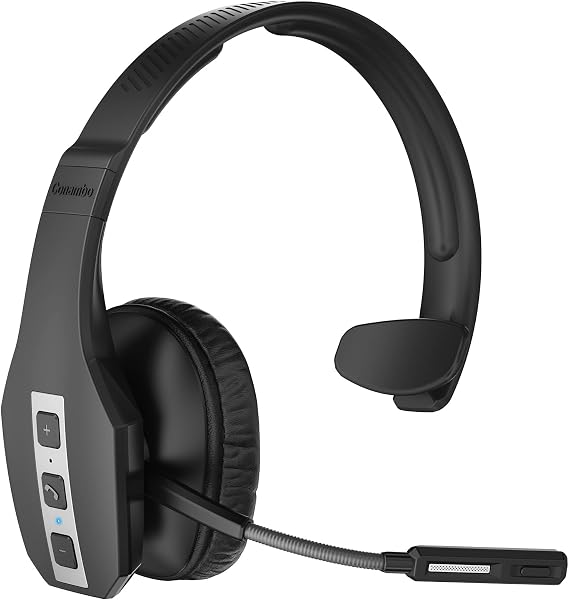 Conambo JBT600 Trucker Bluetooth Headset with Tri-Mic Noise Cancelling, CVC 8.0, Mute Button & 60Hrs Battery Life Wireless Headset for Truck Drivers, Cell Phones & Office Use