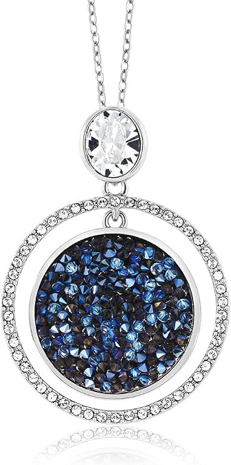 Gem Stone King 2 Inch Moonlight Crystal Dust Double Circle Pendant Made with Crystals