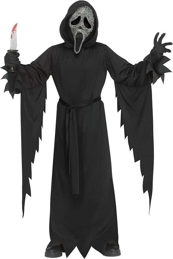 Fun World Boys' Ghost Face Bling Costume, Large 12-14, Gun Powder