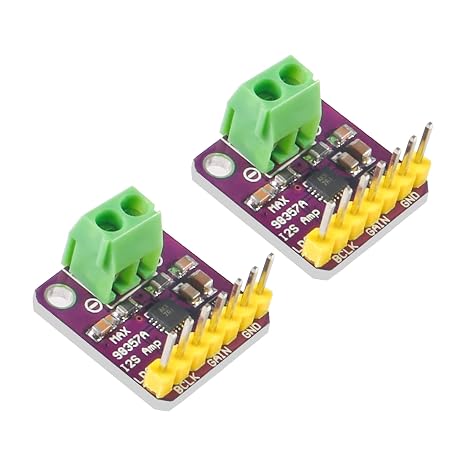 2PCS MAX98357 I2S Audio Amplifier Module, I2S 3W Class D Filterless Amplifier Breakout Audio Board for ESP32