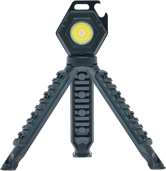 LitezAll Rechargeable Compact Work Light with Tripod | 500 Lumen 7-Mode LED Pocket Flashlight | Magnetic Base, Kickstand & Bottle Opener | USB-C Cable Included