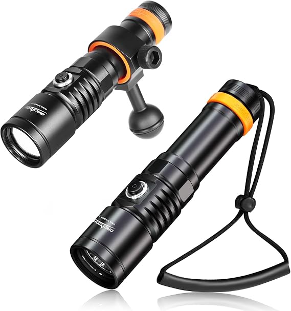 ORCATORCH D710 3000 Lumens Scuba Diving Light & ORCATORCH D710V MK2(White, Red, Violet) Tri-Color Wide Angle Beam Underwater Video Light Photography Fill Light Bundle
