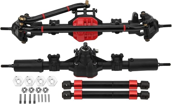RC Car Drive Shaft, 2pcs Metal Front Rear Drive Axle Shaft with 38T/15T Gear Teeth, Straight Complete RC Truck Drive Shaft for 1/10 Axial SCX10 I and SCX10 II 1/10 RC Car (Black)