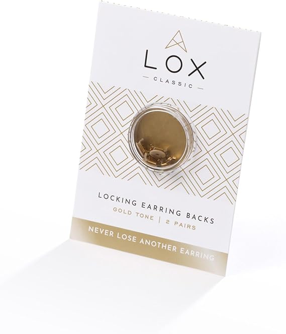 LOX Women's Secure Earring Backs - for All Types of Earrings - Easy to Adjust, Hypoallergenic, Safe and Easy to Use Earring Backs Replacements - 2 Pairs - Gold
