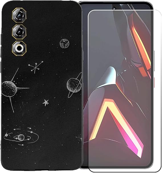TPU Cover for Nubia Neo 3 GT 5G + HD Tempered Glass, Silicone Shell Bumper Protective Back Case - 9 Hardness Anti-Scratch Screen Protector for Nubia Neo 3 GT 5G - BST14