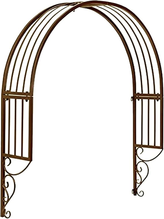 Steel Garden Trellis Arch,Wall-Mounted Garden Arbor Trellis,Door Gatepost Window Wall Decorative,Metal Semi-Circular Arch for Climbing Plants,Lattices for Outdoor Indoor(43.3x35.4x9.8 inch, Bronze)