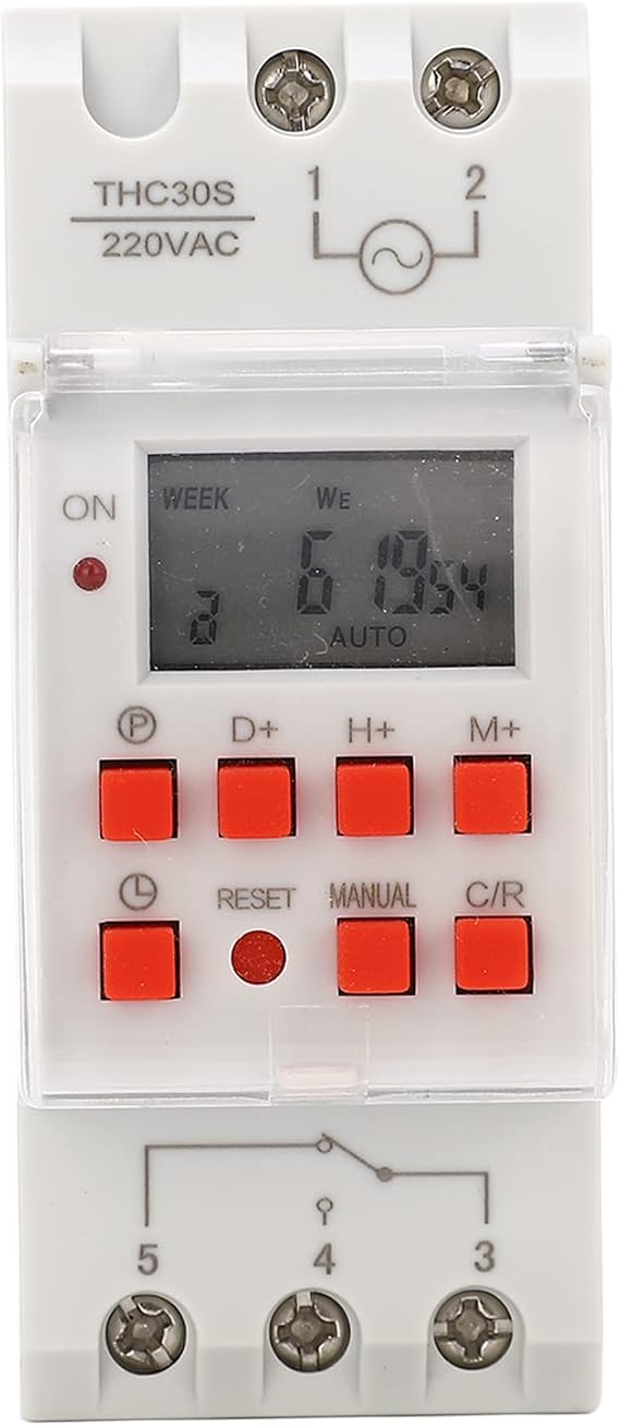 Digital LCD Power Timer Switch, 7 Day Weekly Programmable, for Appliance AC, DIN Rail