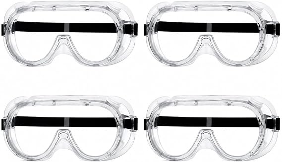 Safety Goggles, 4Pcs Clear Safety Eye Protection Glasses Adult Goggles