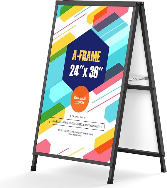 Relx A Frame Sign 24x36 Inch Outdoor, Heavy Duty Sandwich Board Signs, Double-Sided A Frames Sign Holder Business for Outside(Frame only).
