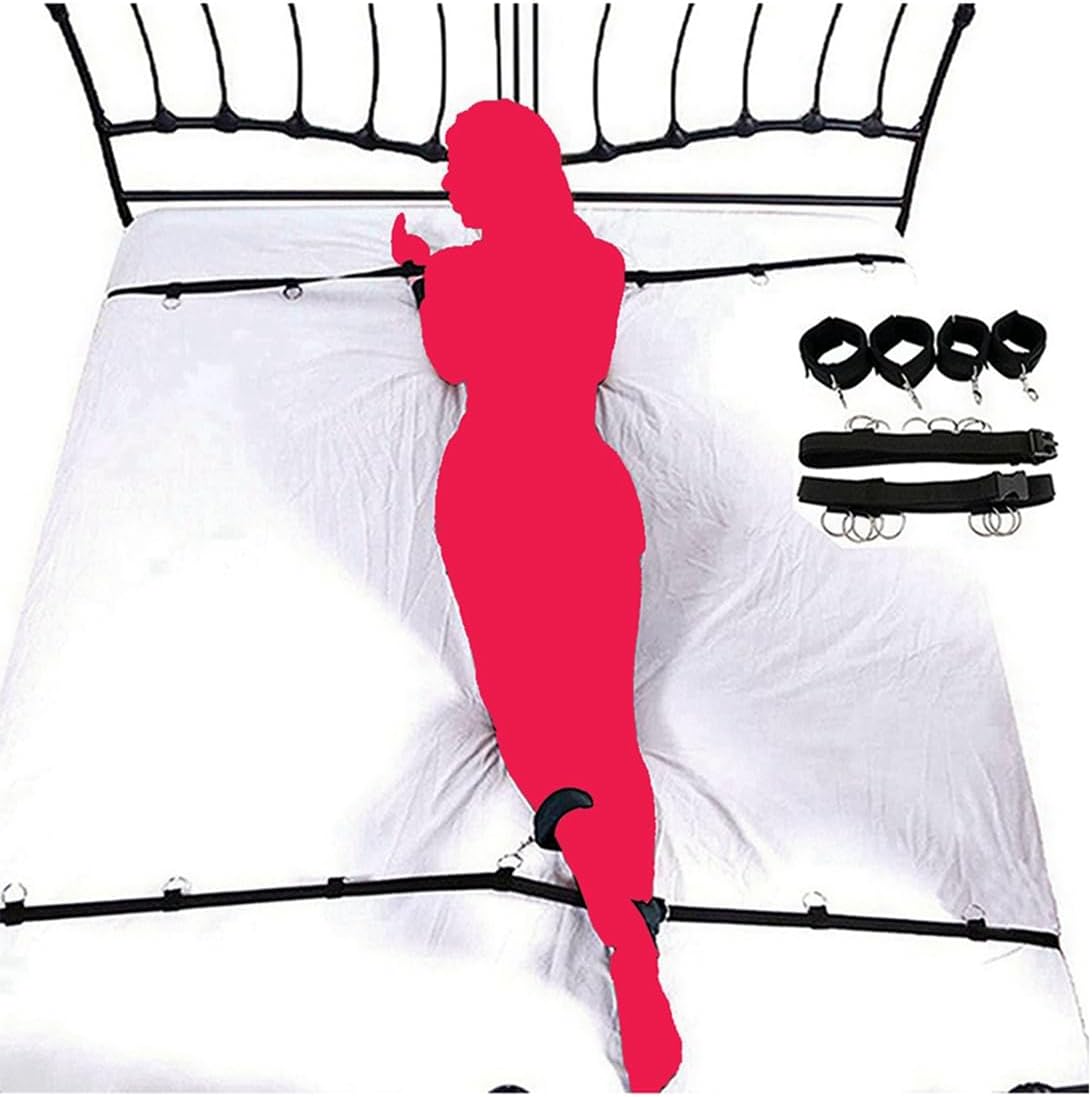 Bed Straps Sex Tie Downs for Adults Couples Under Mattress King Bed Sex Resistant Set Legs Arms Set Wrist Ankle Straps Bondaged Restraints Sex Set Spreaders Bar Adult Kinky Play Women Sweater