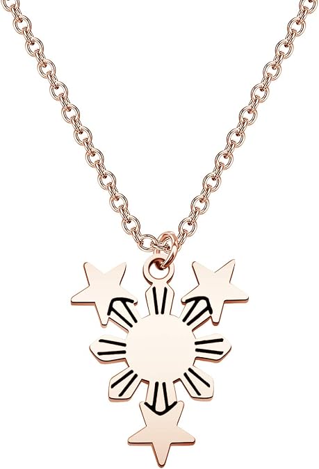 bobauna Philippine Sun Star Flag Necklace Filipina Philippine Pride Jewelry Gift For Filipino Family Friend