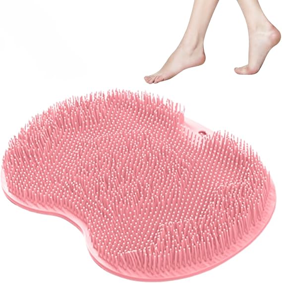 Foot Back Cleaning Pad, 2026 Upgrade Shower Foot Scrubber Mat Slip Suction Cups Foot Scrubber, Shower Foot Scrubber Mat Back Washer for Men and Women (Pink)