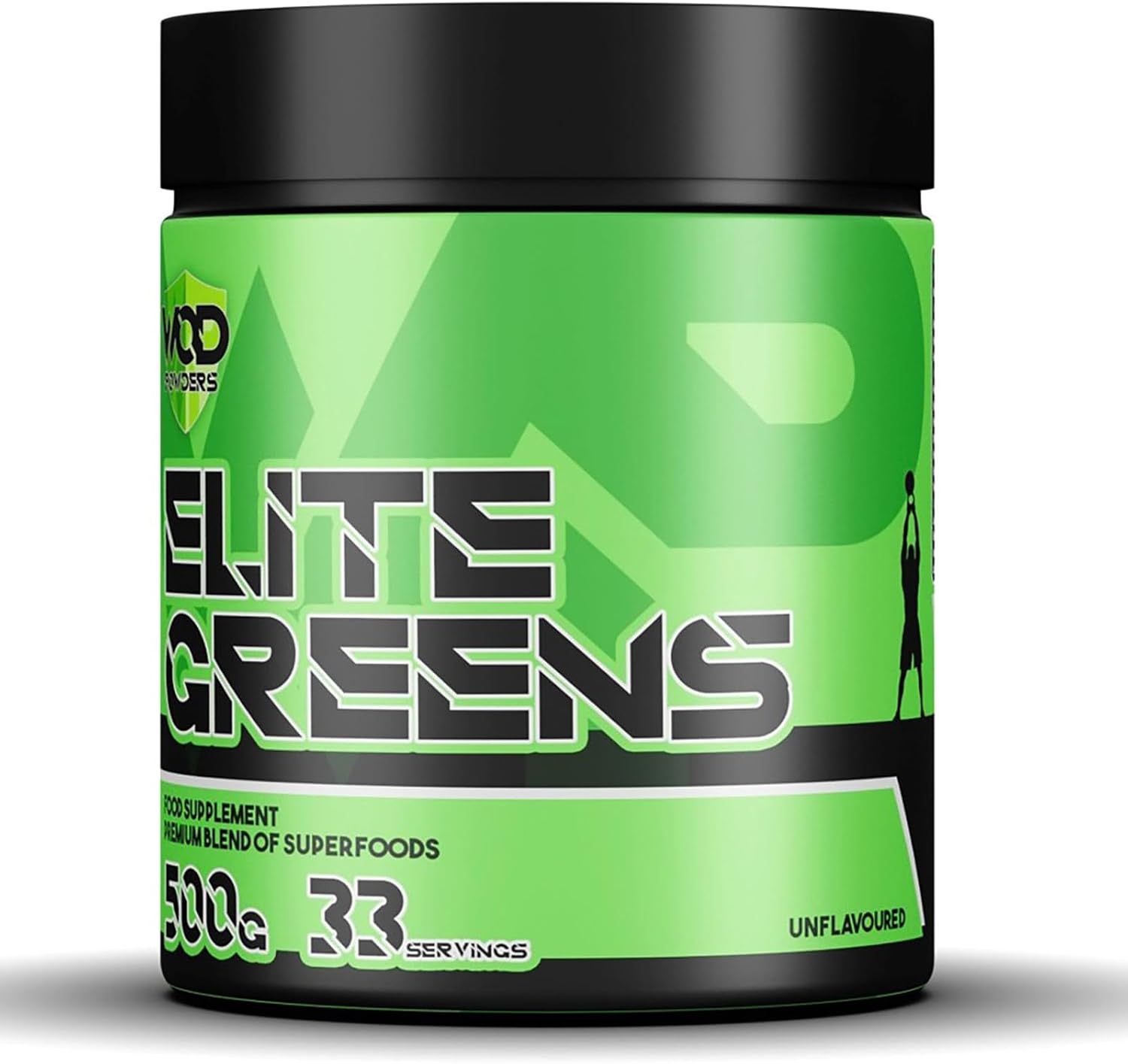 Elite Greens Powder - WOD Powders | 34 Vegan Superfoods - Natural Freeze-Dried Ingredients, Greens, Fruits, Berries, Vegetables, Prebiotics, Probiotics & Digestive Enzymes - 500g Unflavoured