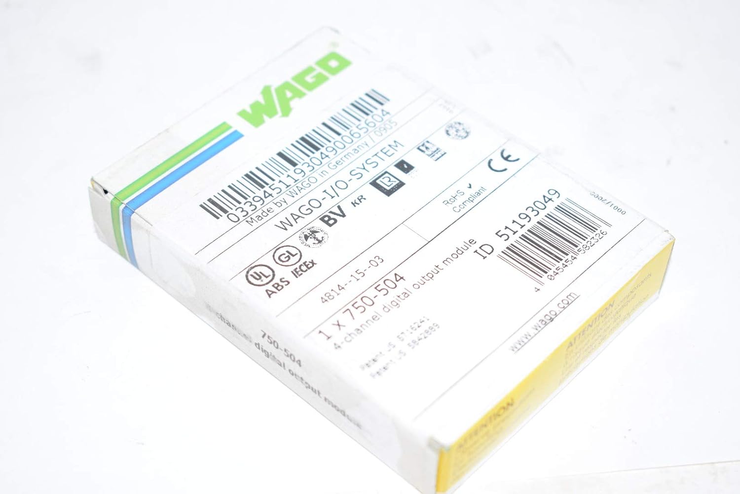 WAGO 750-504 0.5AMP, 24VDC, 4 Channel, Digital Output Module, Light Gray