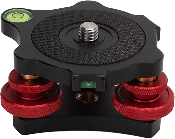 LP 64 Camera Tripod Ball Head Leveling Base, Aluminum Triple Wheel Leveler with Bubble Level, 3/8in Screw for SLR, 5 Adjustment, Anodic Oxidation Treatment, 15Kg Load, Blac