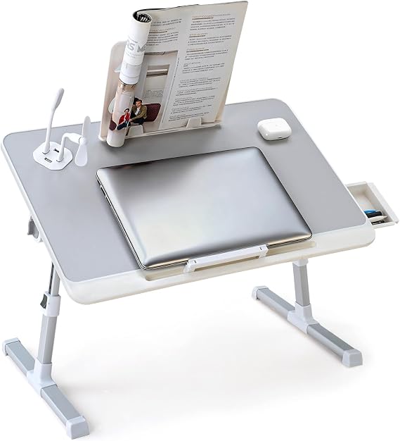 BTGGG Adjustable Laptop Table, Upgraded Lap Desk, Laptop Tray for Bed, Grey
