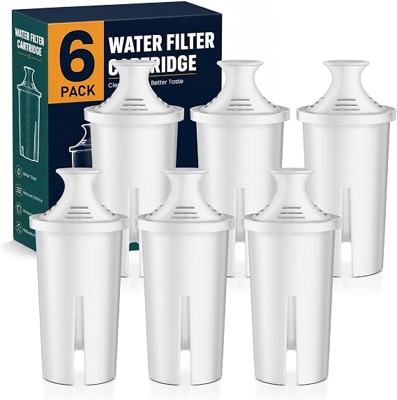Water Filter Cartridges, Replacement for Brita Pitchers, 6Pack