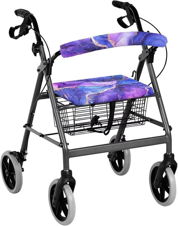 LedBack Walker Accessories Purple Marble Walker Seat Cushion 2 Pack Rollator Seat and Back Rest Covers Ideal Gifts for Seniors in Assisted Living