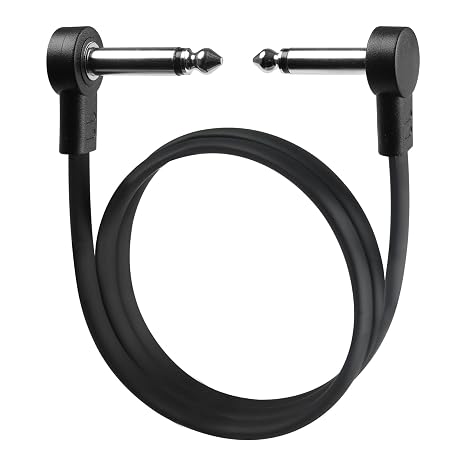 24 Inch Flat Guitar Patch Cables Long Pedal Cable | Low Profile 1/4" TS Right Angle Ribbon Pedalboard Patch Cords for Guitar Effect Pedals, Black