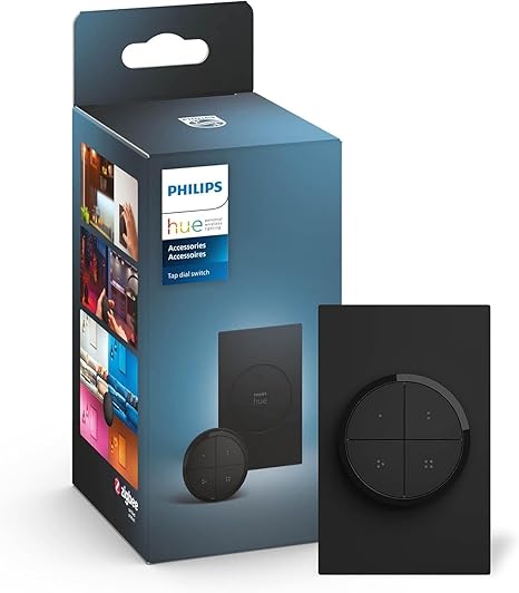 Philips Hue Wall Tap Dial Light Switch, Portable, Black - 1 Pack - Requires Lights and Bridge - Smart Home - Easy, No-Wire Installation