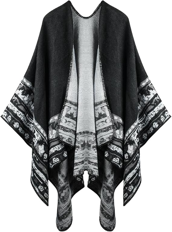 HOTUT Womens Cross Front Shawl Wraps, Reversible Oversized Poncho Cape Blanket Cardigans, Elegant Shawl Cape Open Front Soft Winter Wraps