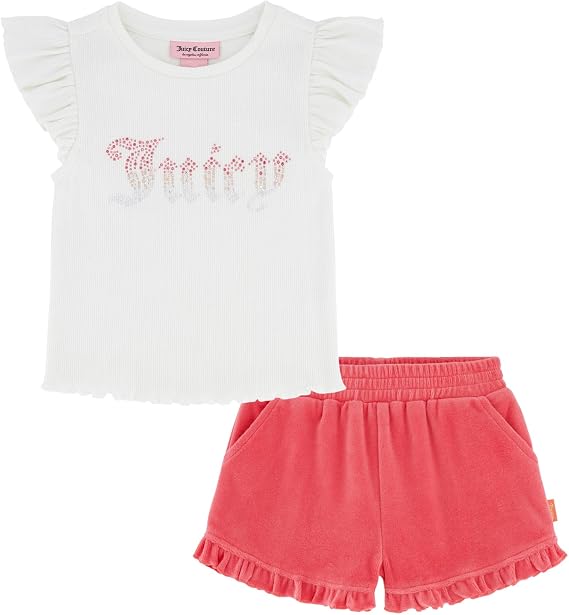 Juicy Couture Girls' Juicy Couture 2 Piece Knit Short Set