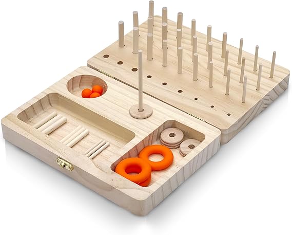 Wooden Pegboard Hand Therapy Tool, 36-Hole Finger Exercise Board with Pegs for Adults, Occupational Therapy & Rehabilitation to Improve Fine Motor Skills