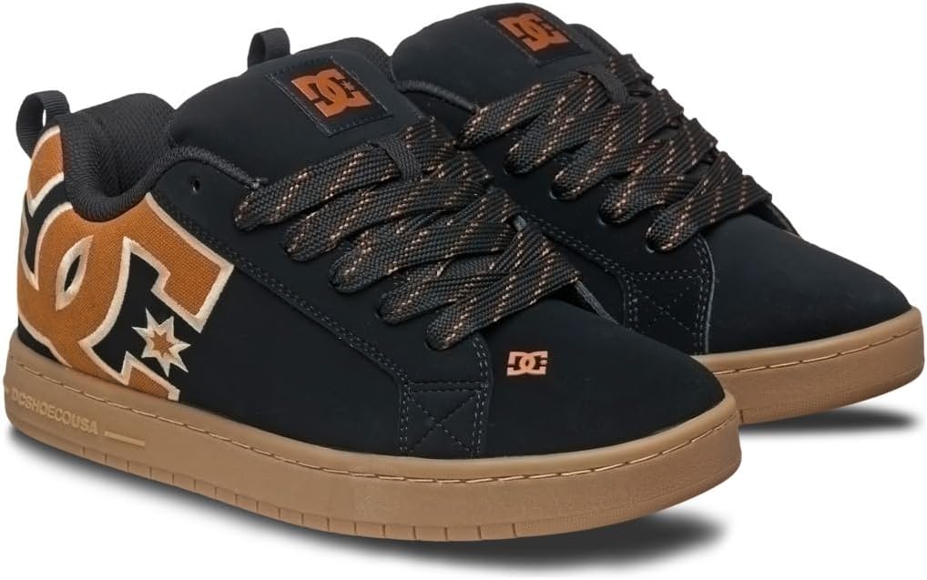 DC Shoes Men's Court Graffik Trainers, Black Brown Gum, 8 Men