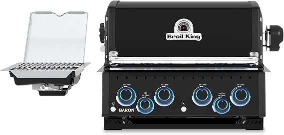 Broil King 875647 Baron 490 Shadow 4-Burner Built-In Natural Gas Grill Head with Side Burner and Rear Rotisserie Burner