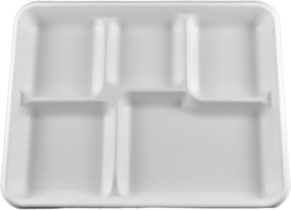 Primeware Compostable 5 Compartment Tray - 500/Cs (4 x 125)