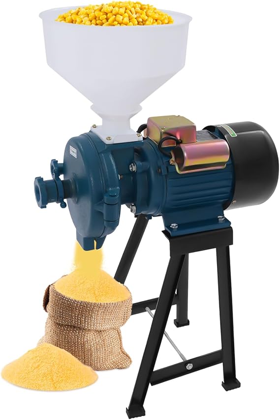 Electric Grain Mill Grinder, 2200W Commercial Grain Grinder Machine, Adjustable Thickness, Stainless Steel Dry Grinder for Dry Corn, Coffee, Wheat, Herb, Pepper, Food, Seeds, Flour, Beans