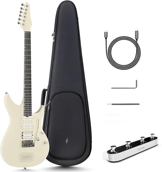 Enya Electric Guitar Inspire 39" Smart Electric Carbon Fiber Guitarra with 15W Wireless Speaker & INSPIRE Electric Guitar Compact Foot Pedal Controller