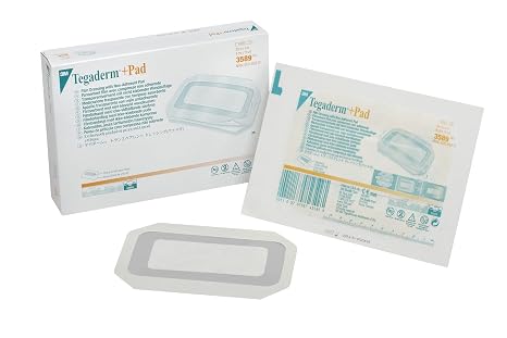 3M Tegaderm Transparent Film Dressing with Pad Frame Style Delivery Rectangle 3.5 X 6" Sterile 3589, 100 Ct
