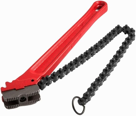 Chain Wrench 14inch,Pipe Chain Wrench Pipe Capacity 5",Steel Ratcheting Wrench 18-1/2" Chain,Heavy-Duty Plumbing Pipe Tool