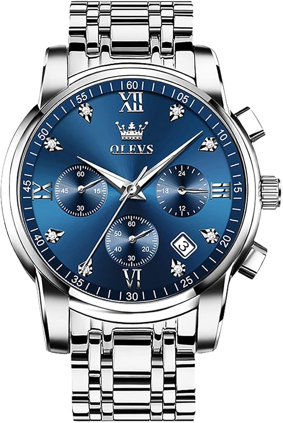 OLEVS Uhren Herren Analoger Quarzuhr Edelstahl Herren Uhr Klassisches Chronograph Diamanten Herrenuhren Luxus Armbanduhr Herren