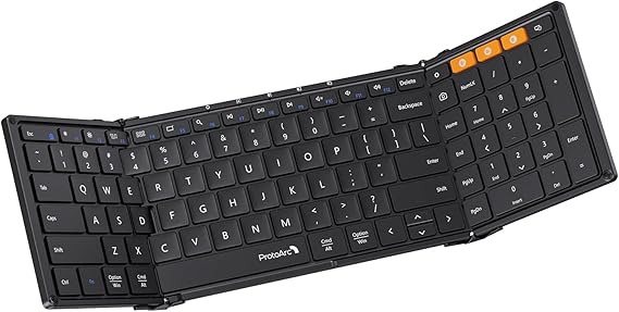 ProtoArc XK01 Full-Size Foldable Bluetooth Keyboard for Travel, Black