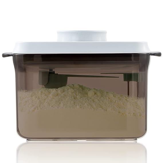 Formula Container for Home & Travel - 1000ml Airtight Milk Powder Storage Container, Baby Formula Dispenser with Scraper, Holds 300g / 11oz Powder, Brown
