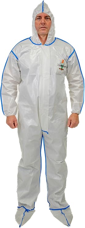 Lakeland ChemMax 2 Bound Seam Disposable Coverall with Hood and Boots, Elastic Cuff, White (Case of 12)