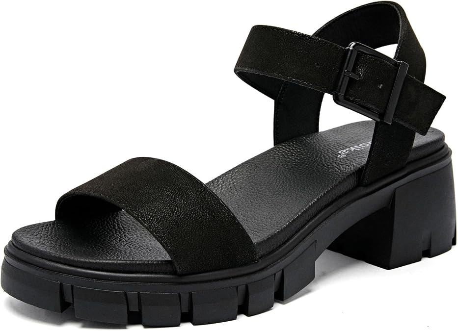 Luoika Women's Wide Width Block Heel Open Toe Sandals