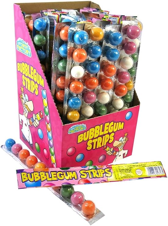Bubblegum Strips | Fruit Flavour | Retro Sweets,Sweet, Candy (6 Strips)