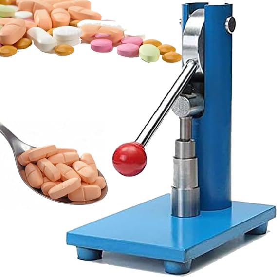 Tablet Press Machine, Lever-type Tablet Press, 3-12mm Manual Steel Single Punch Powder Tablet Press Machine Pill Stamping Maker Tableting Tool,10mm