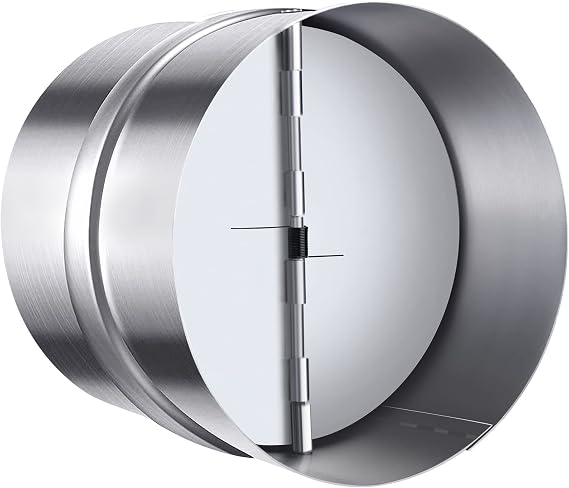 4 Inch Backdraft Damper Back Draft Vent Duct Shutter Blocker, Backflow Ducting Insert One-Way Airflow Preventer with Inline Springs Loaded Folding Blades, HVAC Extractor Range Fan Hood Deflector