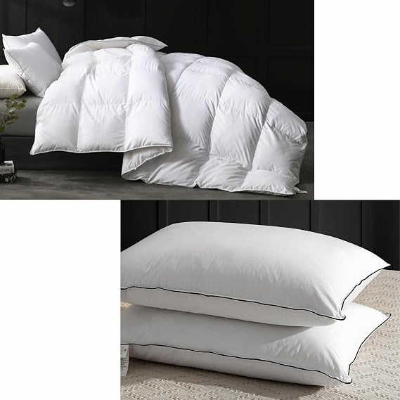 APSMILE Feather Down Fibers Duvet & Pillows Set of 2 Queen Size