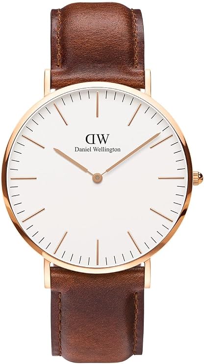 Daniel Wellington Classic St. Mawes Rose Gold Watch Japanese Quartz Movement, Genuine Leather Strap, Water Resistant Analog Watch for Men & Women