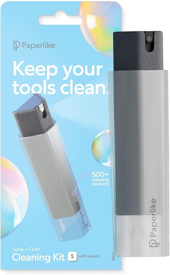 Paperlike Cleaning Kit, refillable - Safe for iPad & Electronic Displays | All-in-One - Refillable Microfiber Spray Bottle & Cleaning Solution + 5 Refill Tablets