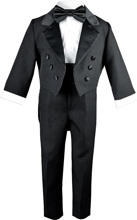 Little Boys Black Tuxedo with a Tail (2T, Black)