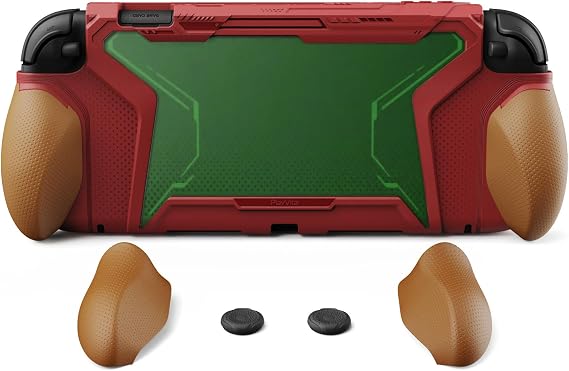 playvital Dockable Case for Nintendo Switch 2 Interchangeable Handle Protective Case Portable Case for Switch 2 Ergonomic Accessories Shockproof Cover with 2 Grip Sets and Joystick Caps Red
