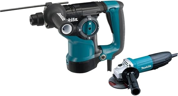Makita HR2811FX 1-1/8'' Rotary Hammer, accepts SDS-PLUS bits and 4-1/2" Angle Grinder
